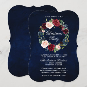Elegant Watercolor Floral Christmas Party Bracket Invitation