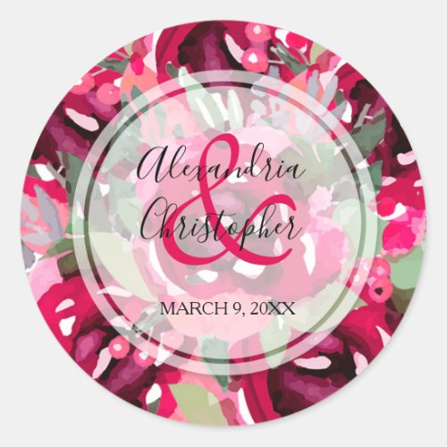 Elegant Watercolor Floral Classic Round Sticker