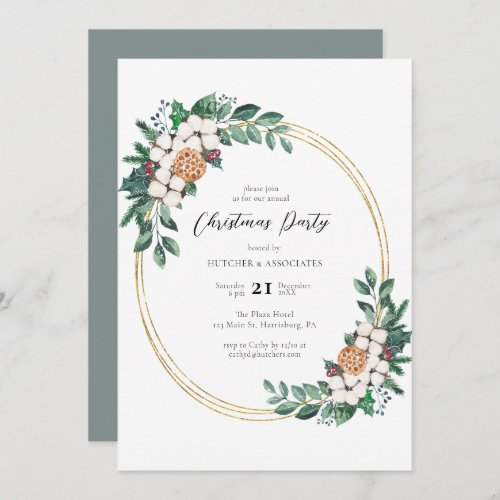 Elegant Watercolor Floral Company Christmas Party  Invitation