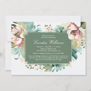 Elegant Watercolor Floral Couples Baby Shower Invitation