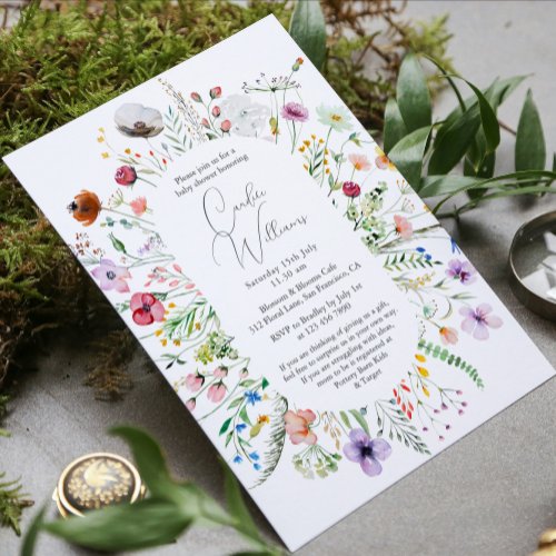 Elegant Watercolor Floral Couples Baby Shower Invitation