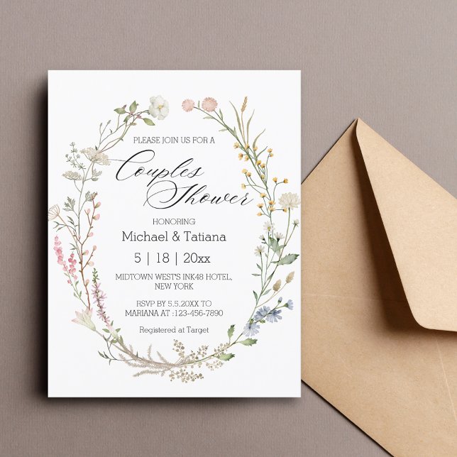 elegant watercolor floral couples shower wedding  invitation (Creator Uploaded)