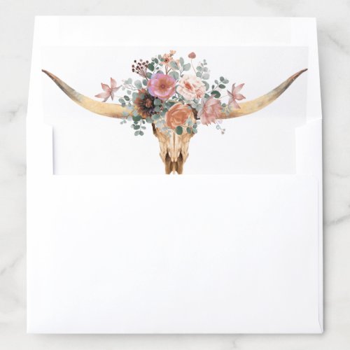 Elegant Watercolor Floral Cow Skull Envelope Liner
