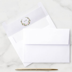 Elegant Watercolor Floral Crest Wedding Envelope Liner
