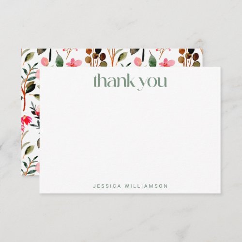 Elegant Watercolor Floral Custom Bridal Shower Thank You Card