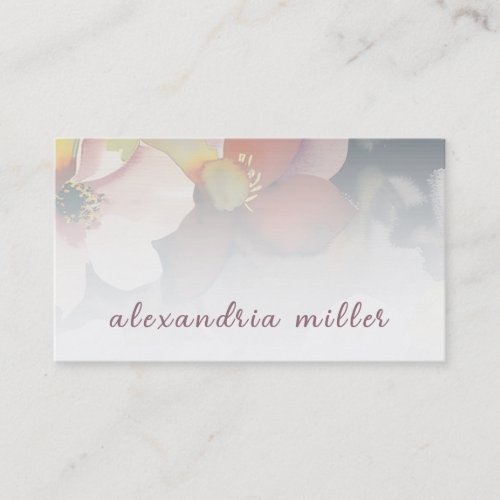 Elegant Watercolor Floral Customizable Text Business Card