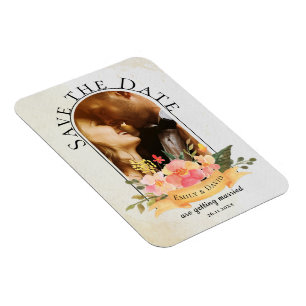 Elegant Watercolor Floral Cute Photo Arch Wedding Magnet