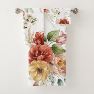 Elegant watercolor floral decorative eye-catching  bath towel set