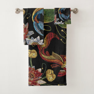 Elegant watercolor floral decorative eye-catching  bath towel set