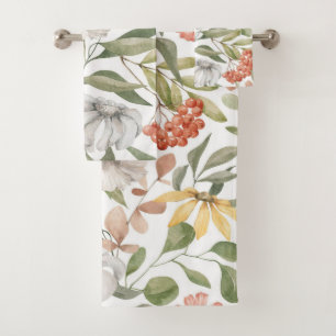 Elegant watercolor floral decorative eye-catching  bath towel set
