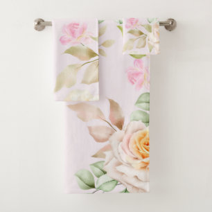 Elegant watercolor floral decorative eye-catching  bath towel set