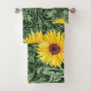 Elegant watercolor floral decorative eye-catching bath towel set