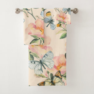 Elegant watercolor floral decorative eye-catching  bath towel set