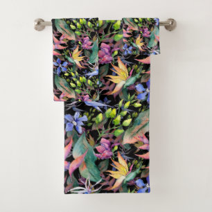 Elegant watercolor floral decorative eye-catching bath towel set
