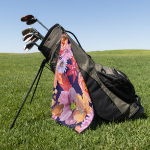 Elegant watercolor floral decorative eye-catching golf towel