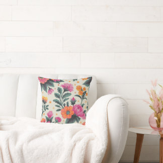 Elegant watercolor floral decorative pattern throw throw pillow