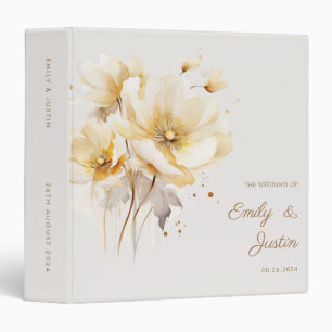 Elegant Watercolor Floral Delicate Wedding Album 3 Ring Binder