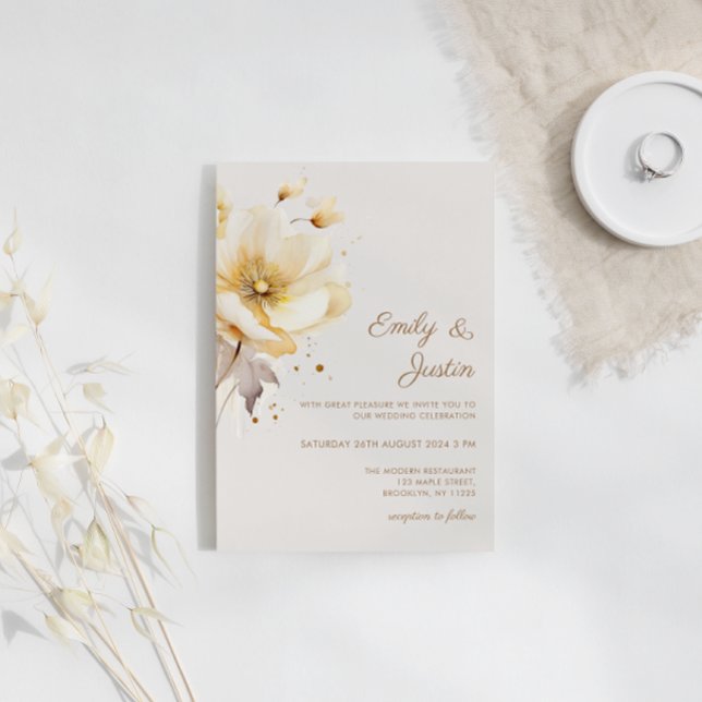 Elegant Watercolor Floral Delicate Wedding Invitation (Creator Uploaded)
