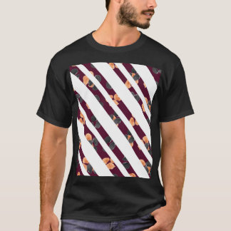 Elegant Watercolor Floral Diagonal Stripes Pattern T-Shirt