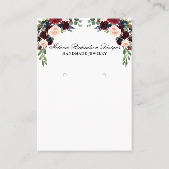 Elegant Watercolor Floral Earring Display Card (Front)