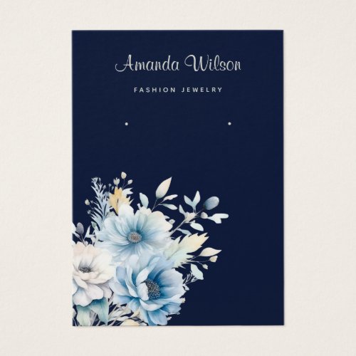Elegant watercolor floral earring display card 