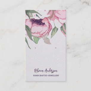 Elegant Watercolor Floral Earrings Display Business Card