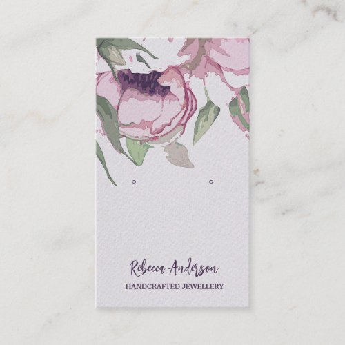 Elegant Watercolor Floral Earrings Display Business Card