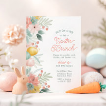 Elegant Watercolor Floral Easter Brunch Invitation