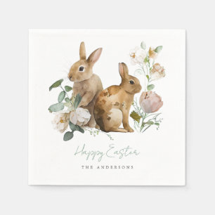 Elegant Watercolor Floral Easter Napkins
