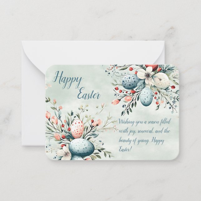 Elegant Watercolor Floral Easter Note Card (Front)