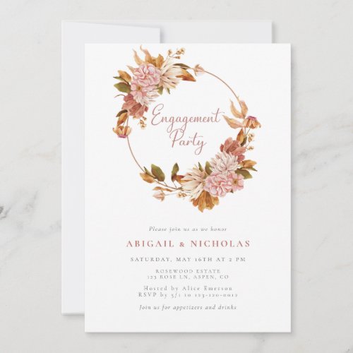 Elegant Watercolor Floral Engagement Party Invitation