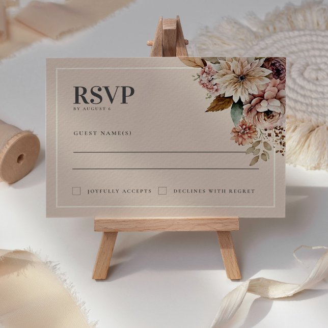 Elegant Watercolor Floral Fall Wedding RSVP Card (Creator Uploaded)