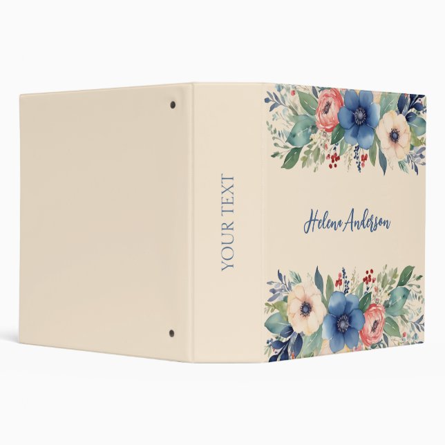 Elegant Watercolor Floral Feminine  3 Ring Binder (Background)