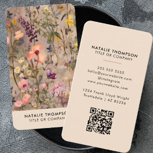 Elegant Watercolor Floral Feminine Small Business Business Card