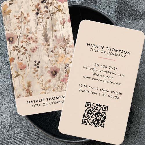 Elegant Watercolor Floral Feminine Small Business Business Card