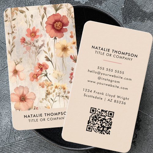 Elegant Watercolor Floral Feminine Small Business Business Card