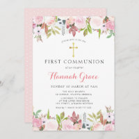 Elegant watercolor floral first communion