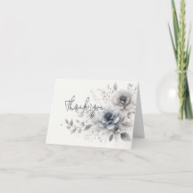 Elegant Watercolor Floral Folded Thank You Card