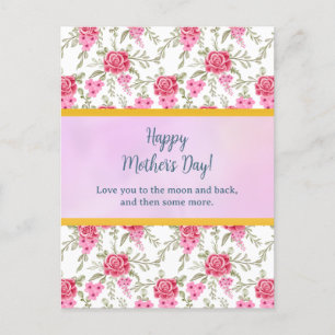 Elegant Watercolor Floral for Happy Mother's Day Invitation Postcard
