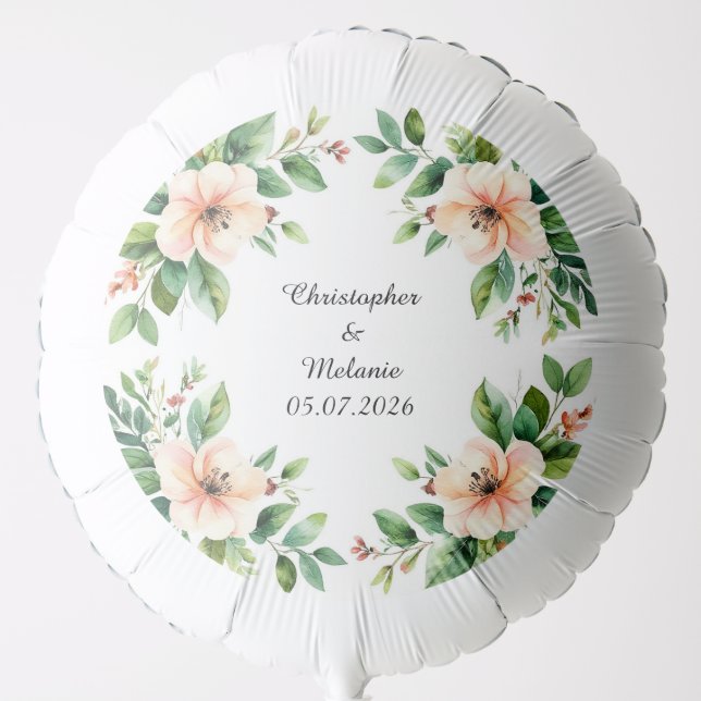 Elegant Watercolor Floral Frame  Balloon (Front)