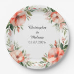 Elegant Watercolor Floral Frame Paper Plates
