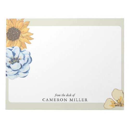 Elegant watercolor Floral From the desk of Notepad