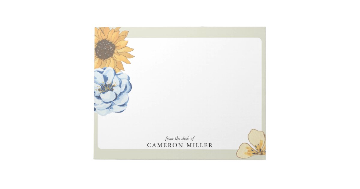 Elegant watercolor Floral From the desk of Notepad | Zazzle