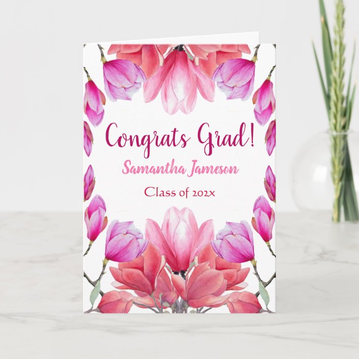 Elegant Watercolor Floral Graduation Graduate Card