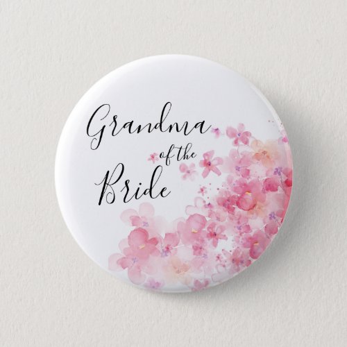 Elegant watercolor floral grandma of the bride button