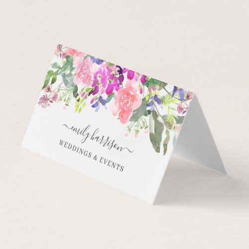 Elegant Watercolor Floral Greenery Business Card