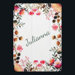 Elegant Watercolor Floral Greenery Personalized iPad Pro Cover<br><div class="desc">This elegant floral iPad cover, personalized with the name of your choice, is perfect for those who love a touch of nature-inspired beauty in their accessories. The design features a delightful arrangement of pink, peach, and green foliage, creating a soft and sophisticated frame around the custom name in a graceful...</div>