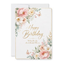 Elegant Watercolor Floral Happy Birthday Card