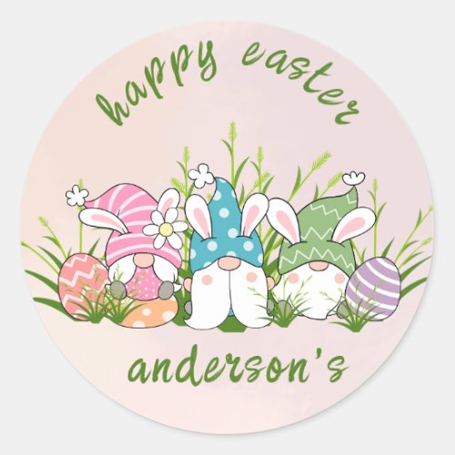 Elegant Watercolor Floral_ Happy Easter  Classic Round Sticker