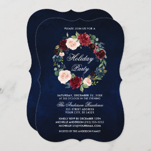 Elegant Watercolor Floral Holiday Party Bracket Invitation